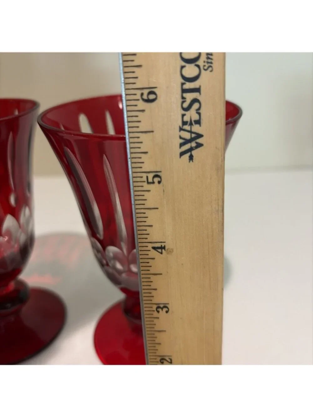 Williams Sonoma Wilshire Jewel Cut Goblets Red 9 Ounce Mixed Designs Set of 4